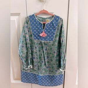 Mini Boden Blue and Green Floral Dress